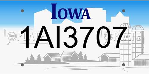 1AI3707 Iowa License Plate