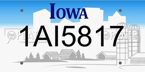 1AI5817 Iowa License Plate