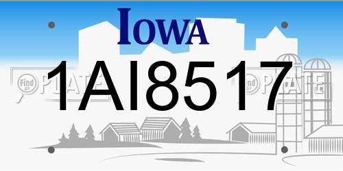 1AI8517 Iowa License Plate