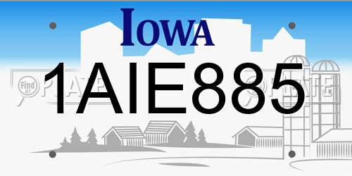 1AIE885 Iowa License Plate