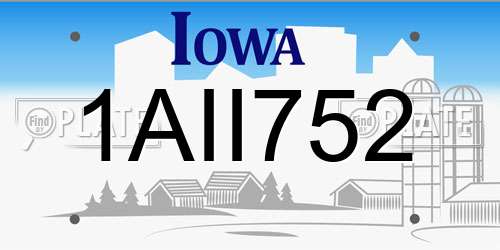 1AII752 Iowa License Plate