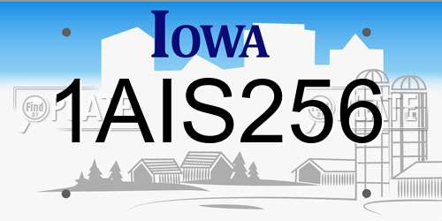 1AIS256 Iowa License Plate