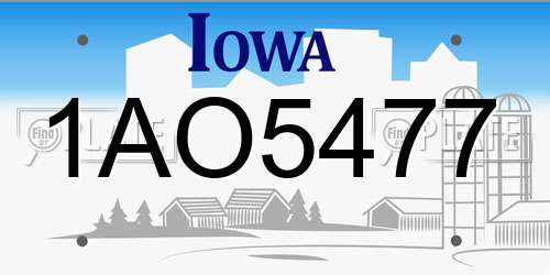 1AO5477 Iowa License Plate