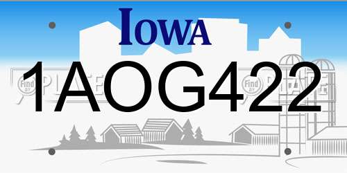 1AOG422 Iowa License Plate