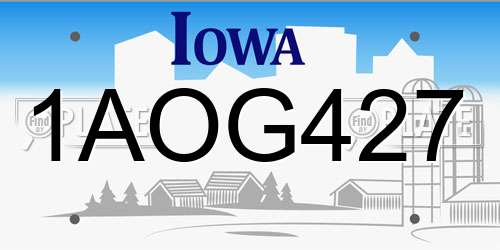 1AOG427 Iowa License Plate