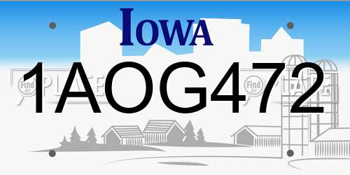1AOG472 Iowa License Plate