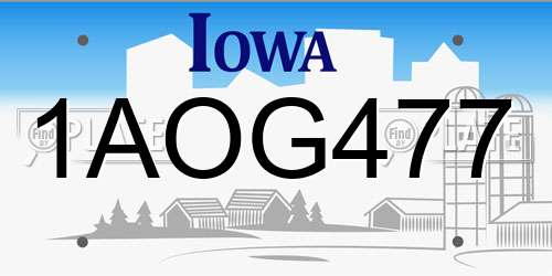 1AOG477 Iowa License Plate