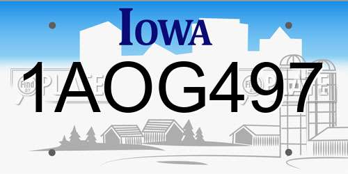 1AOG497 Iowa License Plate