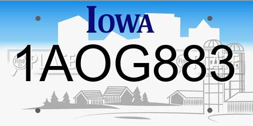 1AOG883 Iowa License Plate