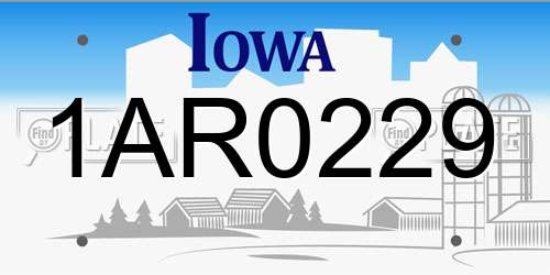 1AR0229 Iowa License Plate