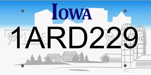 1ARD229 Iowa License Plate