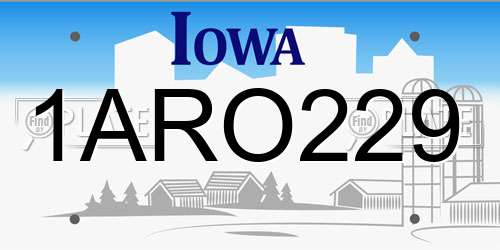 1ARO229 Iowa License Plate