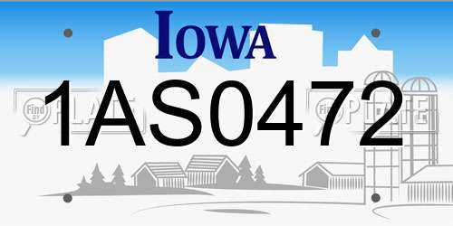 1AS0472 Iowa License Plate