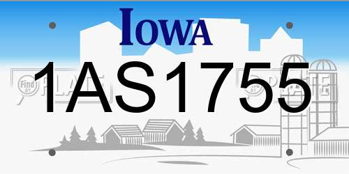 1AS1755 Iowa License Plate