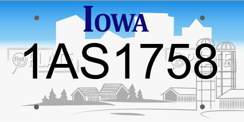 1AS1758 Iowa License Plate