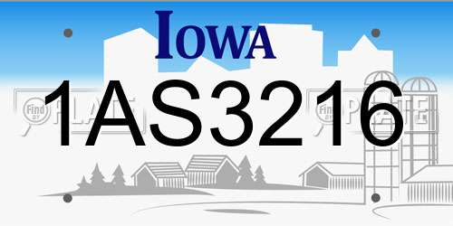 1AS3216 Iowa License Plate