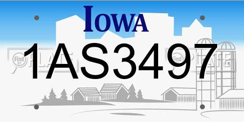 1AS3497 Iowa License Plate