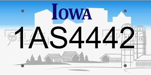 1AS4442 Iowa License Plate