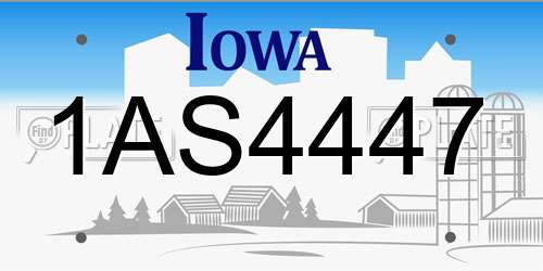 1AS4447 Iowa License Plate