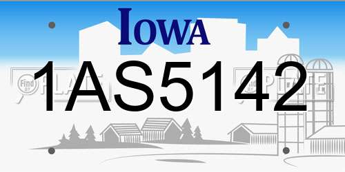 1AS5142 Iowa License Plate