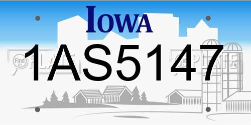 1AS5147 Iowa License Plate