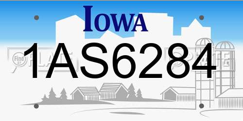 1AS6284 Iowa License Plate