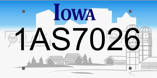 1AS7026 Iowa License Plate