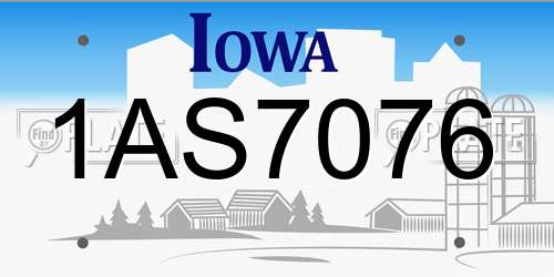 1AS7076 Iowa License Plate