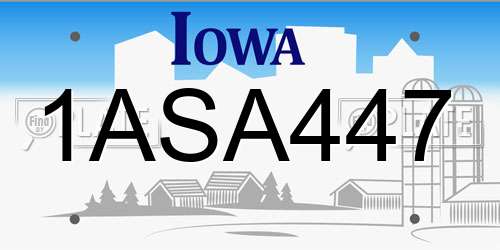 1ASA447 Iowa License Plate