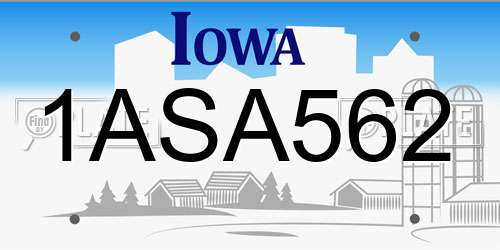 1ASA562 Iowa License Plate