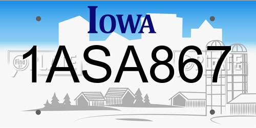 1ASA867 Iowa License Plate