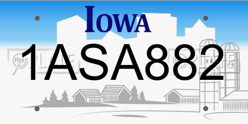 1ASA882 Iowa License Plate
