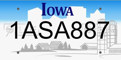 1ASA887 Iowa License Plate
