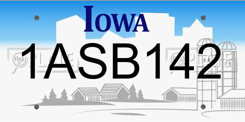 1ASB142 Iowa License Plate