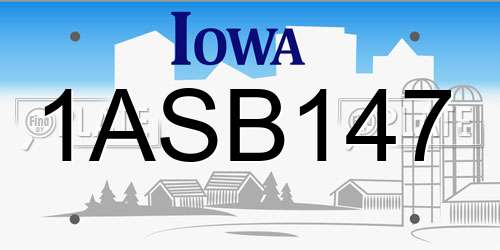 1ASB147 Iowa License Plate