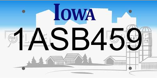 1ASB459 Iowa License Plate