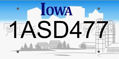 1ASD477 Iowa License Plate
