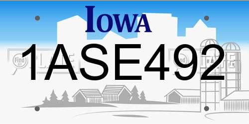 1ASE492 Iowa License Plate
