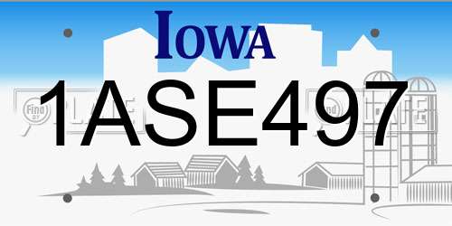 1ASE497 Iowa License Plate