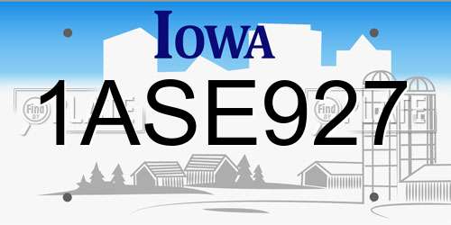 1ASE927 Iowa License Plate