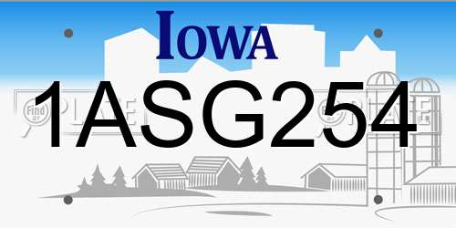 1ASG254 Iowa License Plate