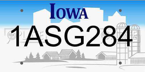 1ASG284 Iowa License Plate