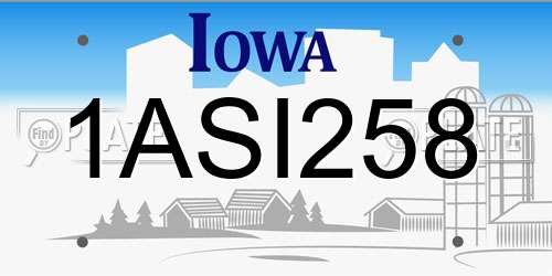 1ASI258 Iowa License Plate