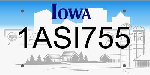 1ASI755 Iowa License Plate