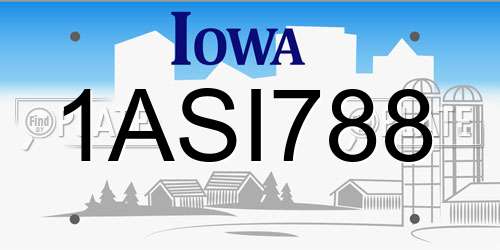 1ASI788 Iowa License Plate