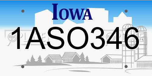 1ASO346 Iowa License Plate