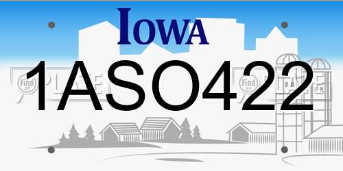 1ASO422 Iowa License Plate