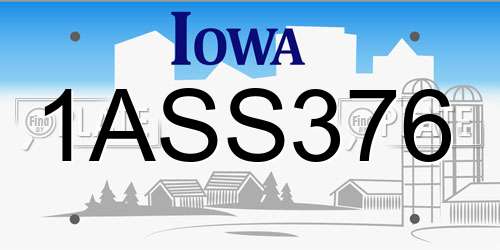 1ASS376 Iowa License Plate