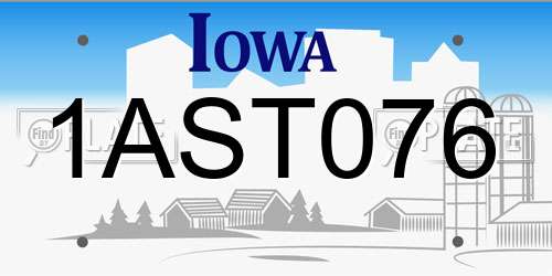 1AST076 Iowa License Plate