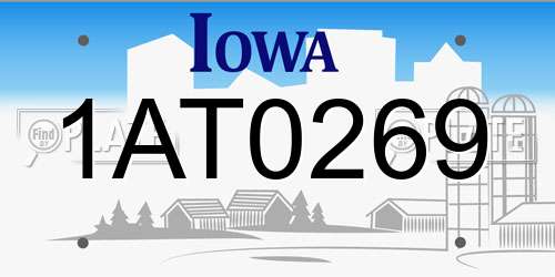 1AT0269 Iowa License Plate